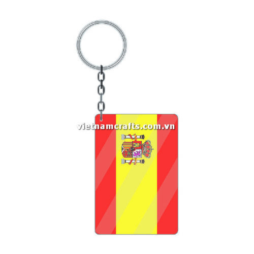 Wholesale World Cup 2022 Qatar Mechadise Buy Bulk Acrylic Keychain Souvenir Spain Flag Keychains Rectangle Shape
