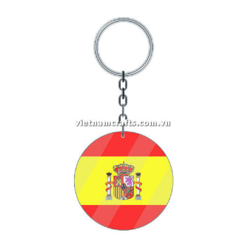 Wholesale World Cup 2022 Qatar Mechadise Buy Bulk Acrylic Keychain Souvenir Spain Flag Keychains Round Shape