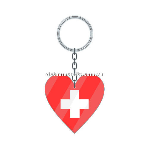 Wholesale World Cup 2022 Qatar Mechadise Buy Bulk Acrylic Keychain Souvenir Switzerland Flag Keychains Heart Shape