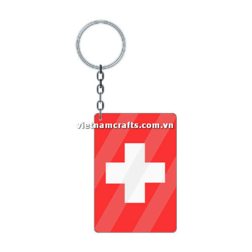 Wholesale World Cup 2022 Qatar Mechadise Buy Bulk Acrylic Keychain Souvenir Switzerland Flag Keychains Rectangle Shape