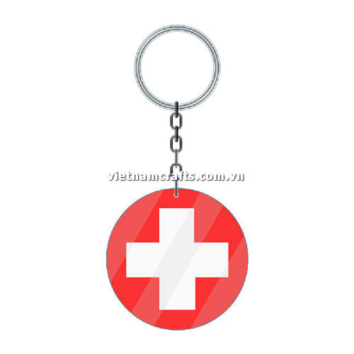 Wholesale World Cup 2022 Qatar Mechadise Buy Bulk Acrylic Keychain Souvenir Switzerland Flag Keychains Round Shape