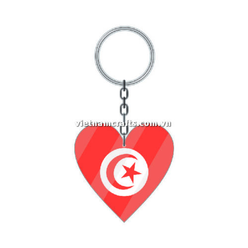 Wholesale World Cup 2022 Qatar Mechadise Buy Bulk Acrylic Keychain Souvenir Tunisia Flag Keychains Heart Shape Shape