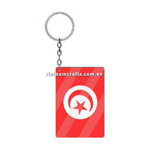 Wholesale World Cup 2022 Qatar Mechadise Buy Bulk Acrylic Keychain Souvenir Tunisia Flag Keychains Rectangle Shape Shape