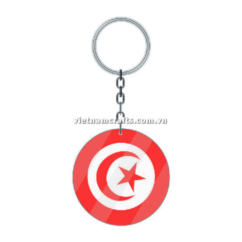 Wholesale World Cup 2022 Qatar Mechadise Buy Bulk Acrylic Keychain Souvenir Tunisia Flag Keychains Round Shape Shape