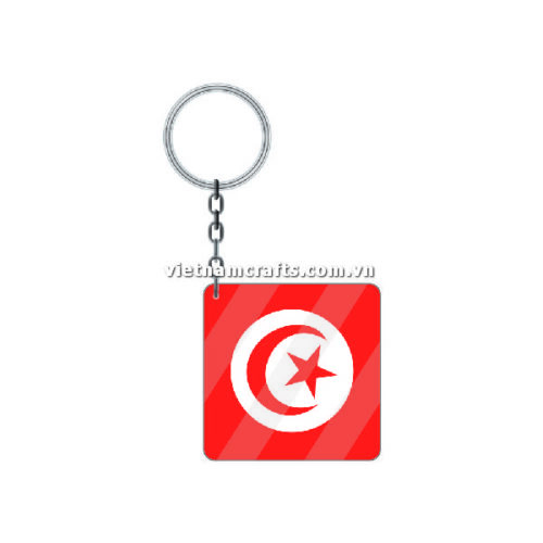 Wholesale World Cup 2022 Qatar Mechadise Buy Bulk Acrylic Keychain Souvenir Tunisia Flag Keychains Square Shape
