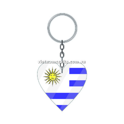 Wholesale World Cup 2022 Qatar Mechadise Buy Bulk Acrylic Keychain Souvenir Uruguay Flag Keychains Heart Shape