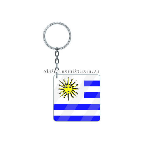 Wholesale World Cup 2022 Qatar Mechadise Buy Bulk Acrylic Keychain Souvenir Uruguay Flag Keychains Square Shape