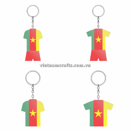 Wholesale World Cup 2022 Qatar Mechadise Buy Bulk Double Sided Acrylic Keychain Souvenir Football Kit Cameroon Keyring
