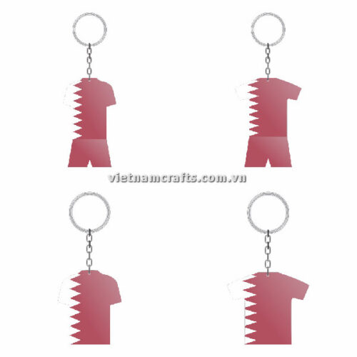 Wholesale World Cup 2022 Qatar Mechadise Buy Bulk Double Sided Acrylic Keychain Souvenir Football Kit Qatar Keyring