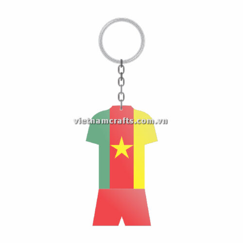 Wholesale World Cup 2022 Qatar Mechadise Buy Bulk Double Sided Acrylic Keychain Souvenir National Football Kit Cameroon Keychain 1