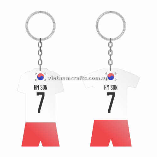 Wholesale World Cup 2022 Qatar Mechadise Buy Bulk Souvenir National Football Team Korean Republic Kit HM Son Double Sided Acrylic Keychain (1)