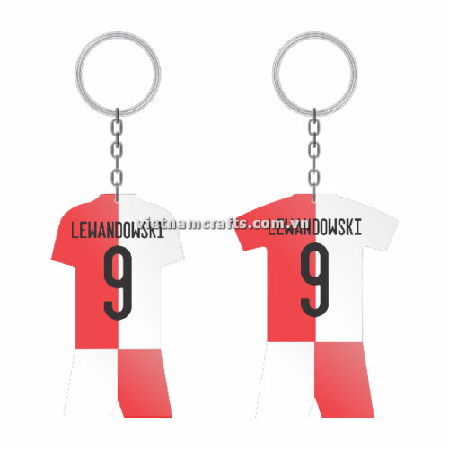 Wholesale World Cup 2022 Qatar Mechadise Buy Bulk Souvenir National Football Team Poland Kit Lewandowski Double Sided Acrylic Keychain (1)