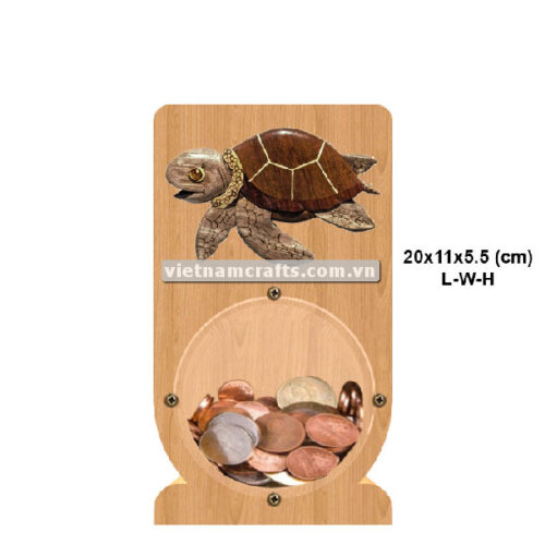 PGB02 Wholesale Scroll Saw Intarsia Wood Art Money Saving Wooden Box Piggy Bank Design Aloha Turtle (3)