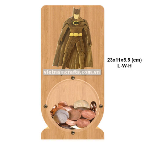 PGB08 Wholesale Scroll Saw Intarsia Wood Art Money Saving Wooden Box Piggy Bank Design Batman (2)