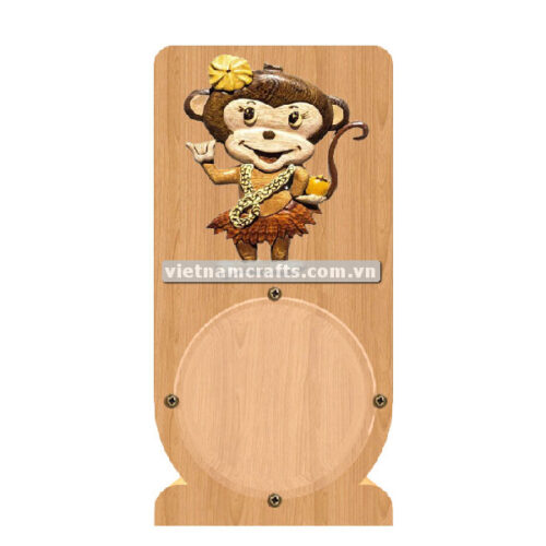 PGB112 Wholesale Scroll Saw Intarsia Wood Art Money Saving Wooden Box Piggy Bank Design Shaka Monkey Girl (2)