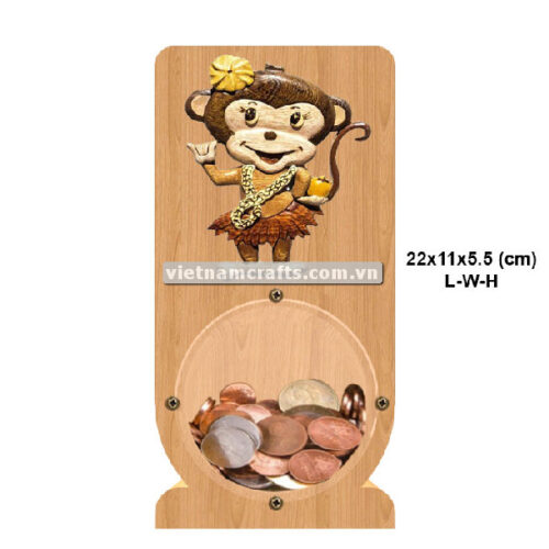 PGB112 Wholesale Scroll Saw Intarsia Wood Art Money Saving Wooden Box Piggy Bank Design Shaka Monkey Girl (3)