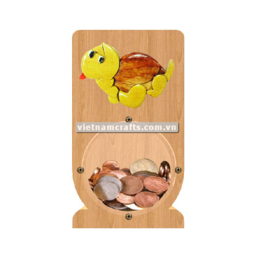 PGB131 Wholesale Scroll Saw Intarsia Wood Art Money Saving Wooden Box Piggy Bank Design Turtle (1)