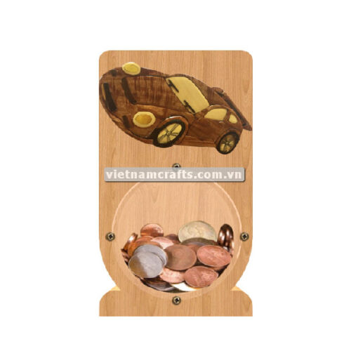 PGB16 Wholesale Scroll Saw Intarsia Wood Art Money Saving Wooden Box Piggy Bank Design Car Toy (1)
