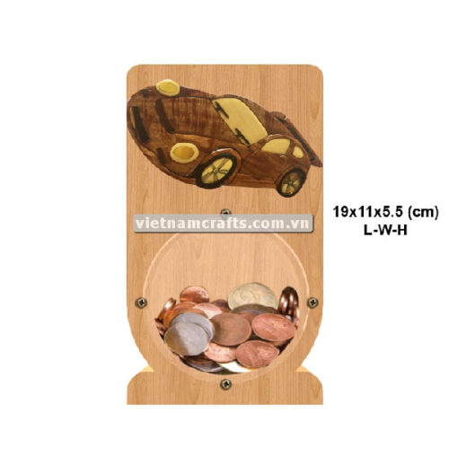 PGB16 Wholesale Scroll Saw Intarsia Wood Art Money Saving Wooden Box Piggy Bank Design Car Toy (2)