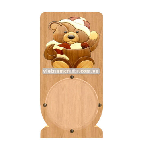 PGB20 Wholesale Scroll Saw Intarsia Wood Art Money Saving Wooden Box Piggy Bank Design Christmas Teddy Bear (2)