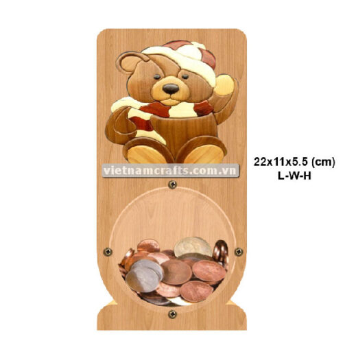 PGB20 Wholesale Scroll Saw Intarsia Wood Art Money Saving Wooden Box Piggy Bank Design Christmas Teddy Bear (3)