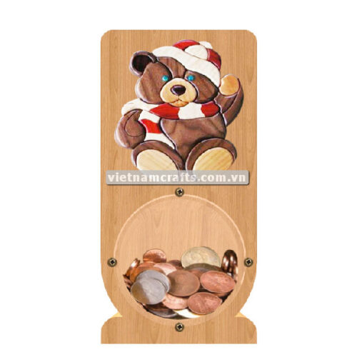 PGB21 Wholesale Scroll Saw Intarsia Wood Art Money Saving Wooden Box Piggy Bank Design Christmas Teddy Bear (4)