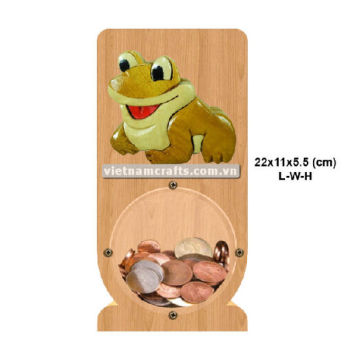 PGB48 Wholesale Scroll Saw Intarsia Wood Art Money Saving Wooden Box Piggy Bank Design Frog (3)