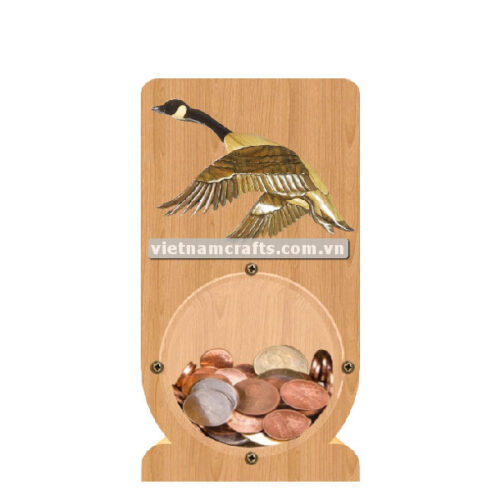 PGB52 Wholesale Scroll Saw Intarsia Wood Art Money Saving Wooden Box Piggy Bank Design Goose (1)