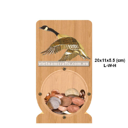 PGB52 Wholesale Scroll Saw Intarsia Wood Art Money Saving Wooden Box Piggy Bank Design Goose (3)