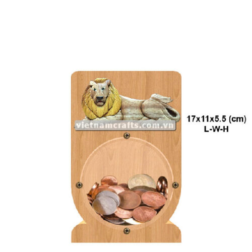 PGB69 Wholesale Scroll Saw Intarsia Wood Art Money Saving Wooden Box Piggy Bank Design Lion 69 (3)
