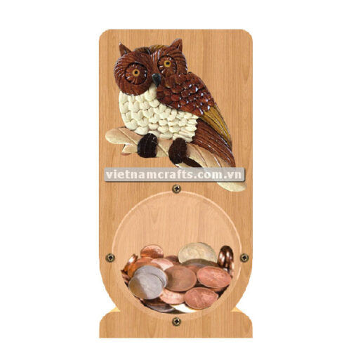 PGB84 Wholesale Scroll Saw Intarsia Wood Art Money Saving Wooden Box Piggy Bank Design Owl (1)