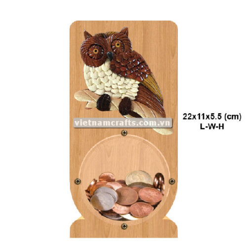 PGB84 Wholesale Scroll Saw Intarsia Wood Art Money Saving Wooden Box Piggy Bank Design Owl (3)