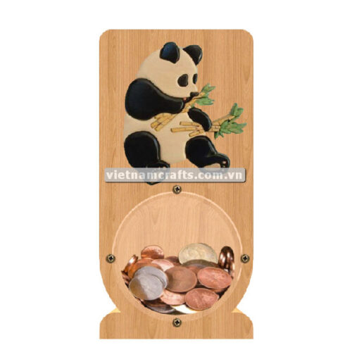 PGB87 Wholesale Scroll Saw Intarsia Wood Art Money Saving Wooden Box Piggy Bank Design Panda (1)