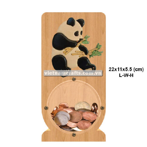 PGB87 Wholesale Scroll Saw Intarsia Wood Art Money Saving Wooden Box Piggy Bank Design Panda (3)