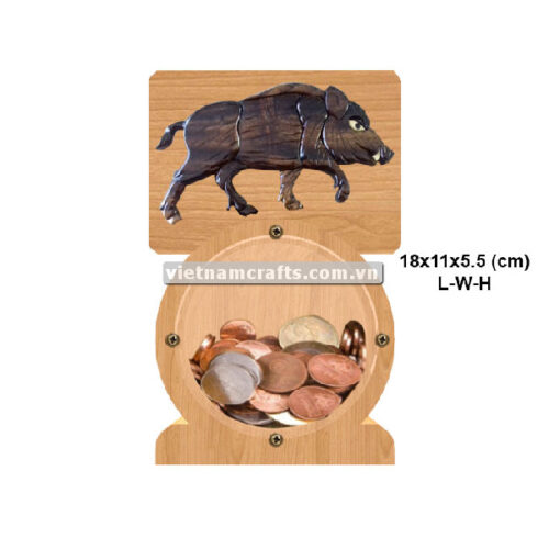 PGB92 Wholesale Scroll Saw Intarsia Wood Art Money Saving Wooden Box Piggy Bank Design Pig (2)