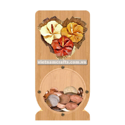 PGB98 Wholesale Scroll Saw Intarsia Wood Art Money Saving Wooden Box Piggy Bank Design Plumeria Hibiscus Heart (1)