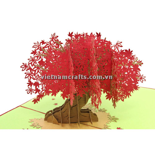 FL32 Buy Custom 3d Pop Up Greeting Cards Thank you Foldable Vanlentine Love Surprised Pop Up Card Maple Tree Red (2)