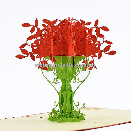 FL34 Buy Custom 3d Pop Up Greeting Cards Thank you Foldable Vanlentine Love Surprised Pop Up Card Rose Vase (2)
