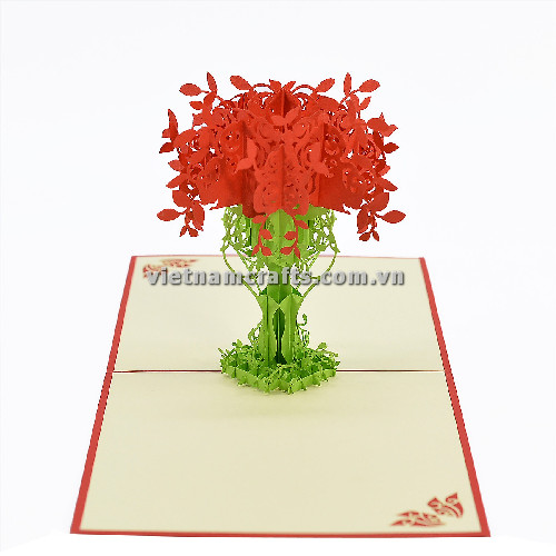 FL34 Buy Custom 3d Pop Up Greeting Cards Thank you Foldable Vanlentine Love Surprised Pop Up Card Rose Vase (3)
