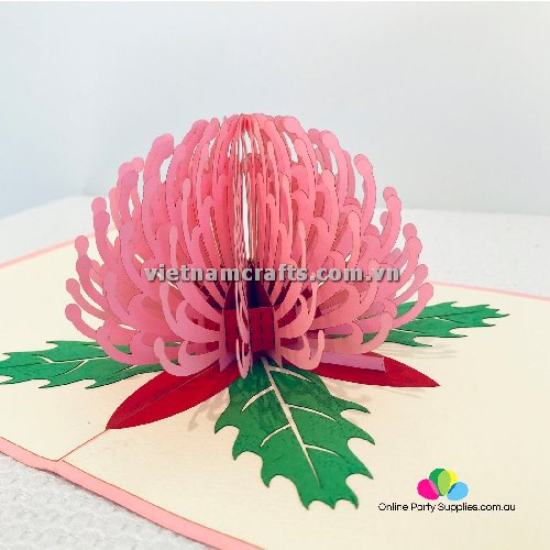 FL35 Buy Custom 3d Pop Up Greeting Cards Thank you Foldable Vanlentine Love Surprised Pop Up Card handmade-australian-native-flower-pink-waratah (1)