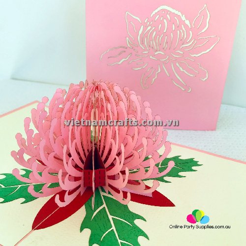 FL35 Buy Custom 3d Pop Up Greeting Cards Thank you Foldable Vanlentine Love Surprised Pop Up Card handmade-australian-native-flower-pink-waratah (2)