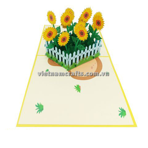 FL36 Buy Custom 3d Pop Up Greeting Cards Thank you Foldable Vanlentine Love Surprised Pop Up Card sunflowers-garden (1)