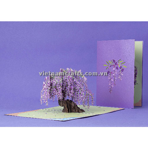 FL39 Buy Custom 3d Pop Up Greeting Cards Thank you Foldable Vanlentine Love Surprised Pop Up Card Beautiful Wisteria Tree