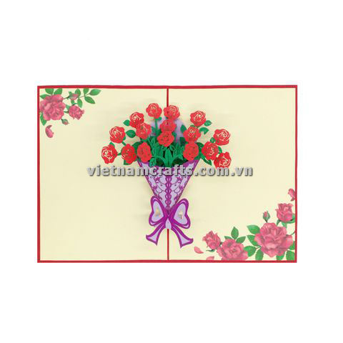 FL42 Buy Custom 3d Pop Up Greeting Cards Thank you Foldable Vanlentine Love Surprised Pop Up Card Rose (1)