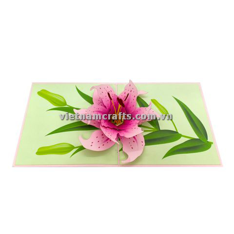 FL53 Buy Custom 3d Pop Up Greeting Cards Thank you Foldable Vanlentine Love Surprised Pop Up Card lily-bloom (1)