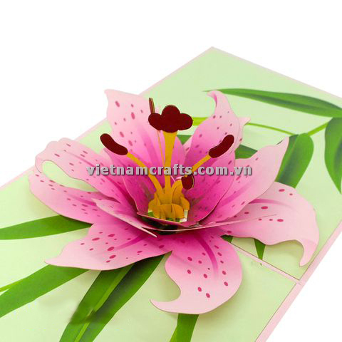 FL53 Buy Custom 3d Pop Up Greeting Cards Thank you Foldable Vanlentine Love Surprised Pop Up Card lily-bloom (4)