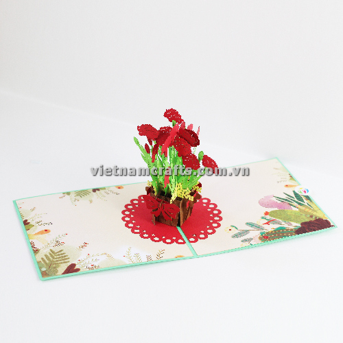 FL56 Buy Custom 3d Pop Up Greeting Cards Thank you Foldable Vanlentine Love Surprised Pop Up Card Rose (2)