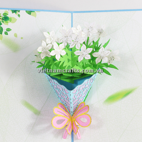 FL58 Buy Custom 3d Pop Up Greeting Cards Thank you Foldable Vanlentine Love Surprised Pop Up Card White Narcissus (2)