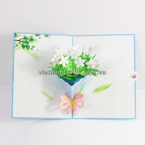 FL58 Buy Custom 3d Pop Up Greeting Cards Thank you Foldable Vanlentine Love Surprised Pop Up Card White Narcissus (3)