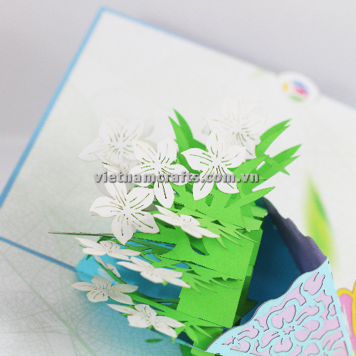 FL58 Buy Custom 3d Pop Up Greeting Cards Thank you Foldable Vanlentine Love Surprised Pop Up Card White Narcissus (4)